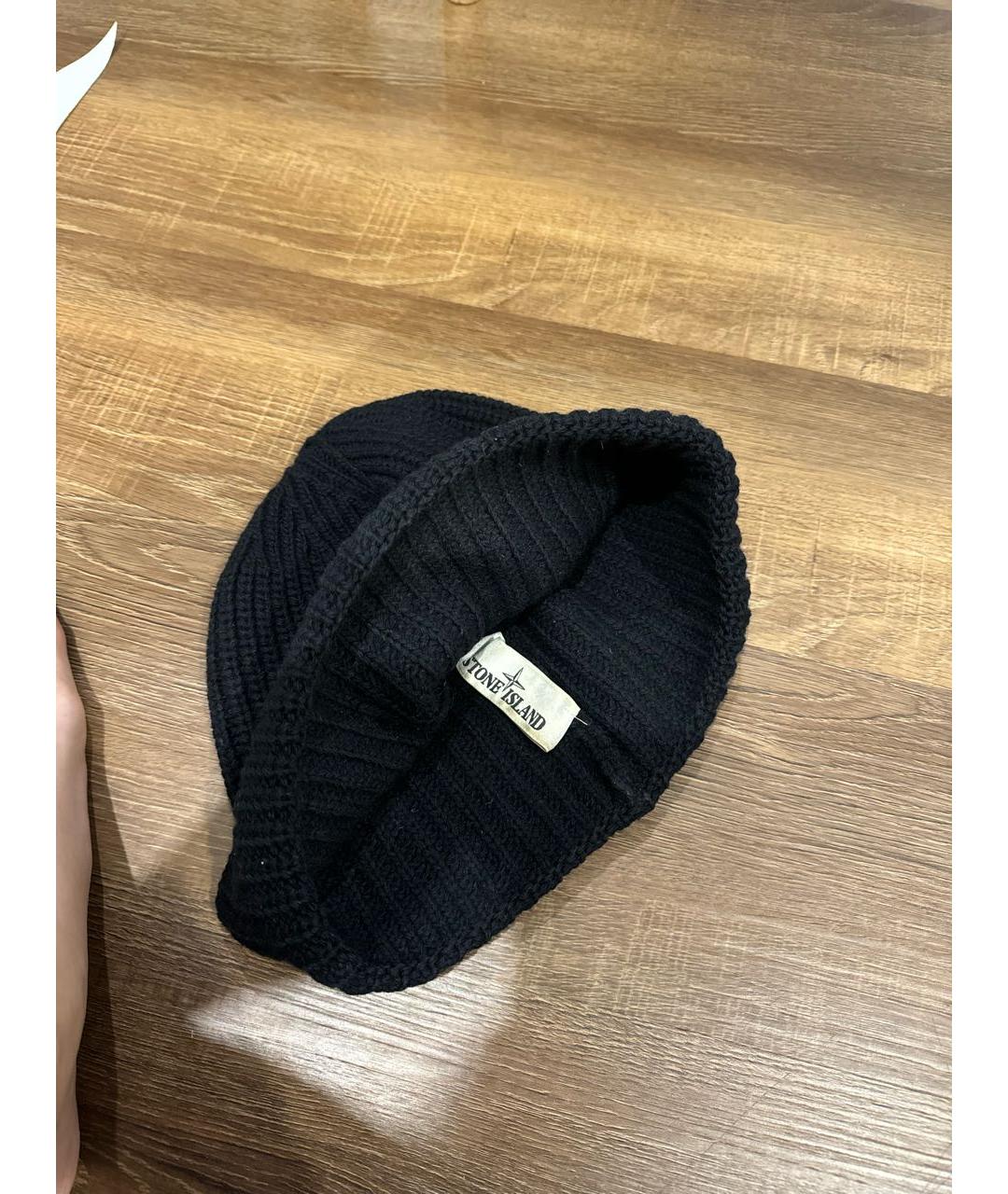 STONE ISLAND Черная шерстяная шапка, фото 4