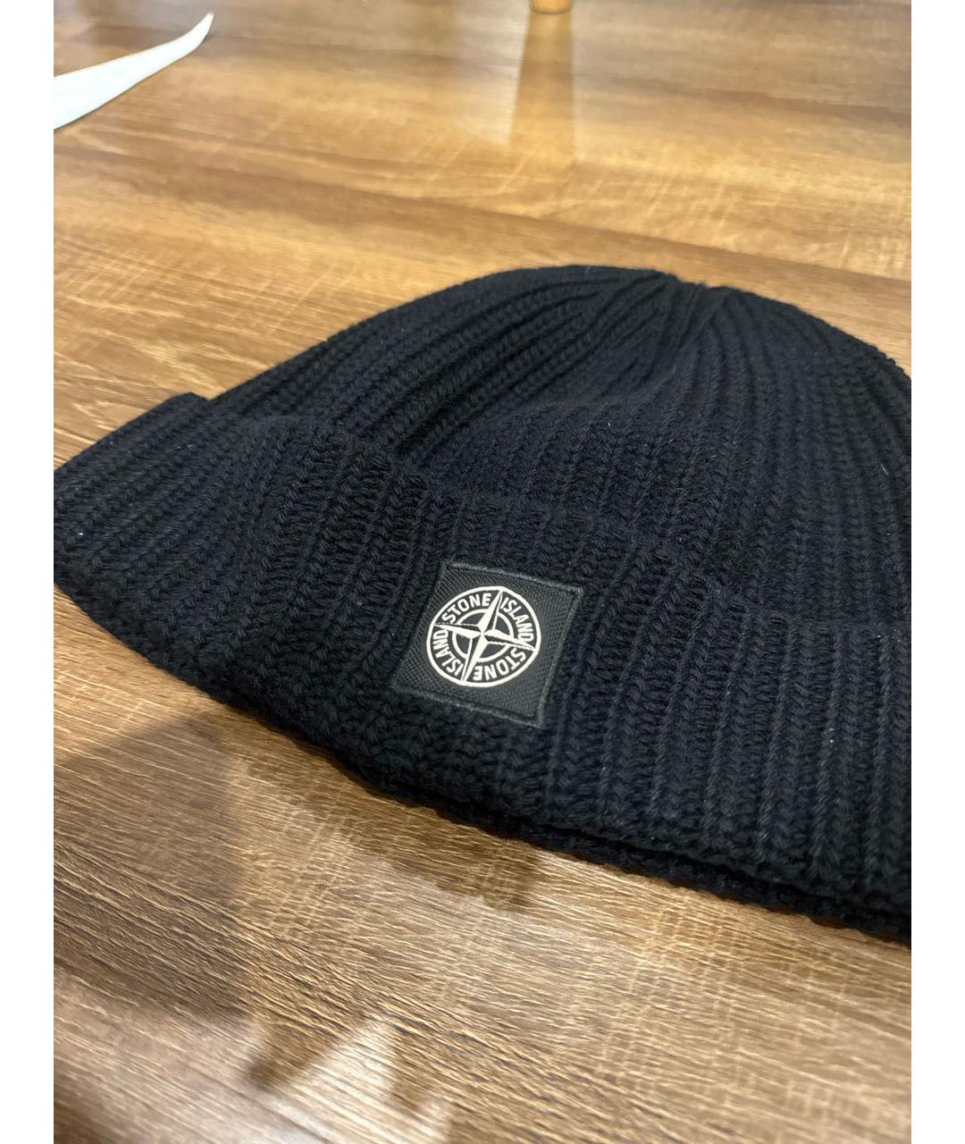 STONE ISLAND Черная шерстяная шапка, фото 3
