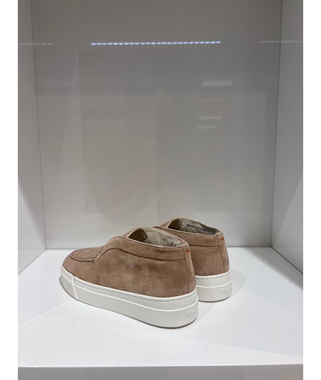 SANTONI Бежевые замшевые лоферы, фото 3