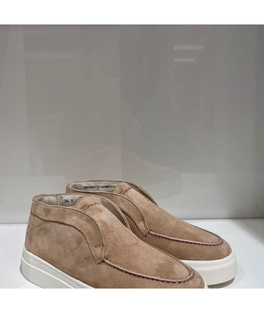 SANTONI Бежевые замшевые лоферы, фото 2