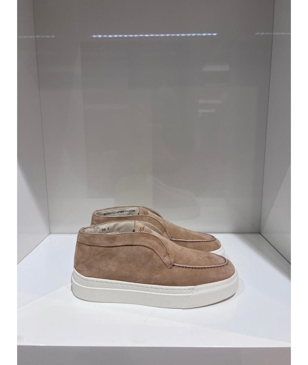 SANTONI Бежевые замшевые лоферы, фото 4