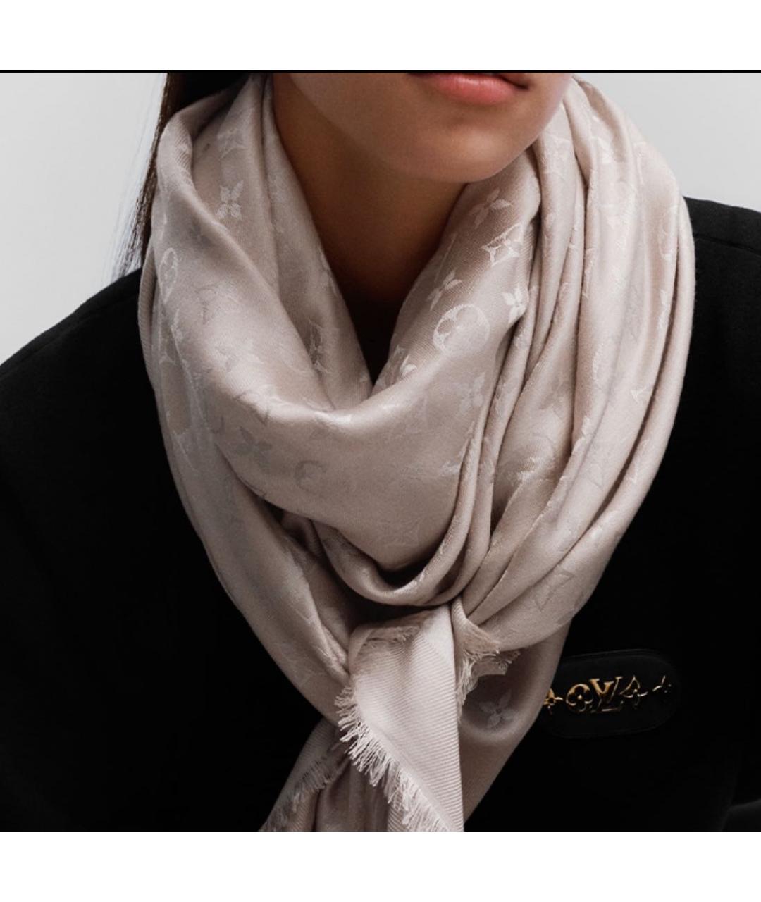 LOUIS VUITTON Бежевый платок, фото 3