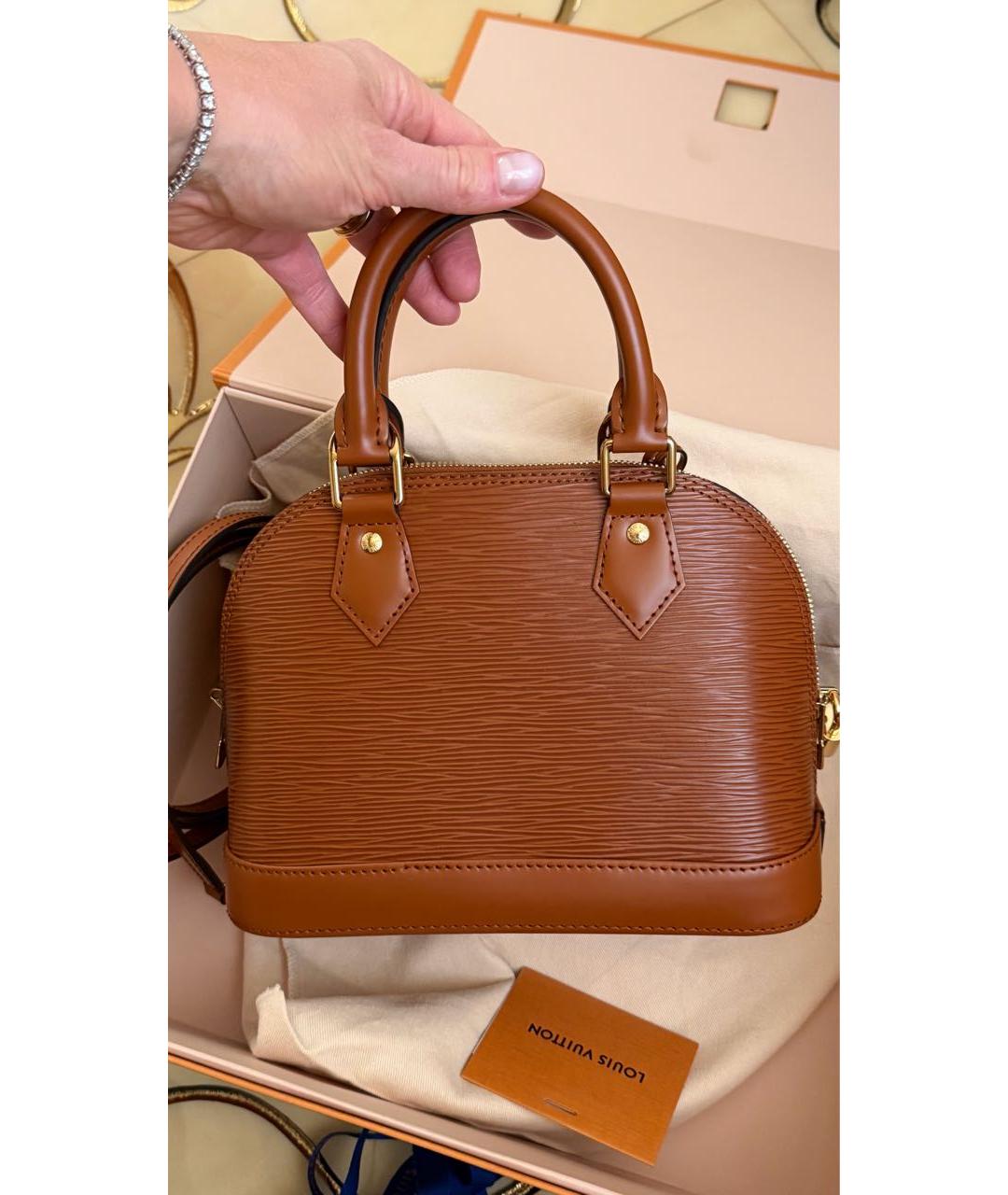 LOUIS VUITTON Коричневая кожаная сумка с короткими ручками, фото 2