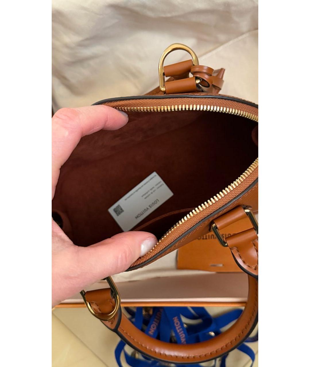 LOUIS VUITTON Коричневая кожаная сумка с короткими ручками, фото 3