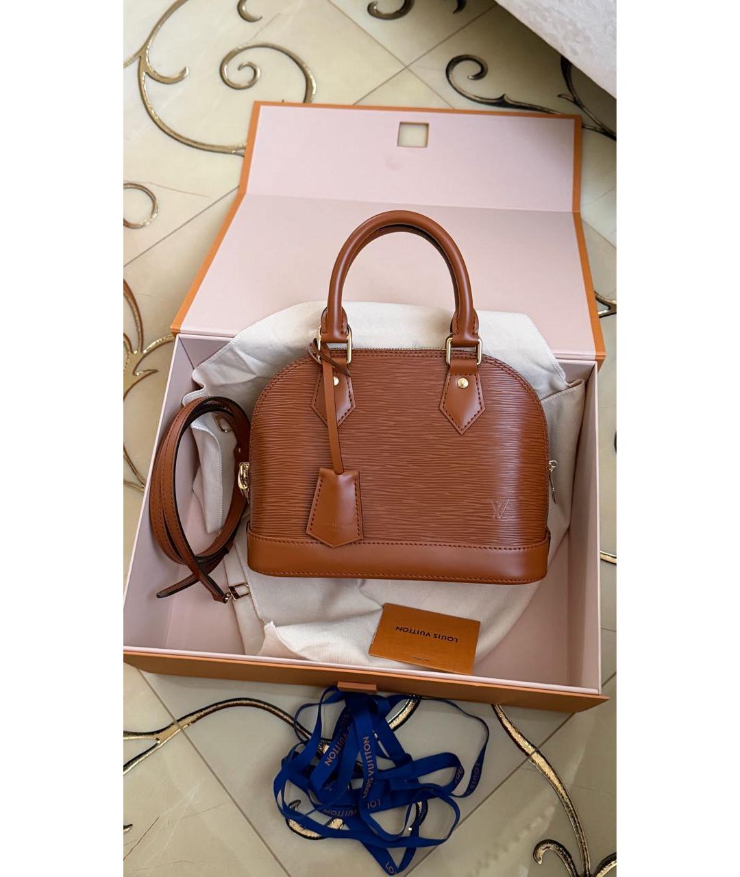 LOUIS VUITTON Коричневая кожаная сумка с короткими ручками, фото 9