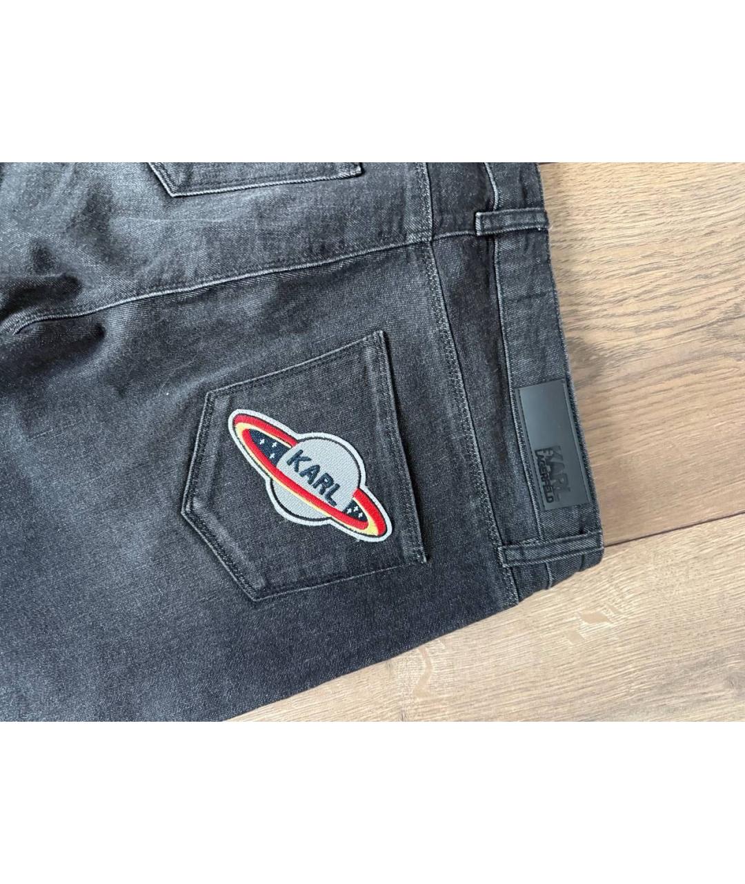 KARL LAGERFELD Антрацитовые хлопковые прямые джинсы, фото 7