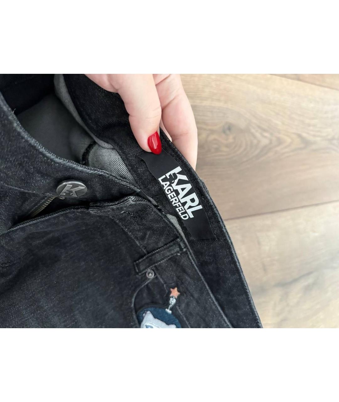 KARL LAGERFELD Антрацитовые хлопковые прямые джинсы, фото 3