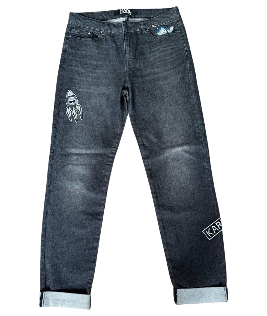 KARL LAGERFELD Антрацитовые хлопковые прямые джинсы, фото 1