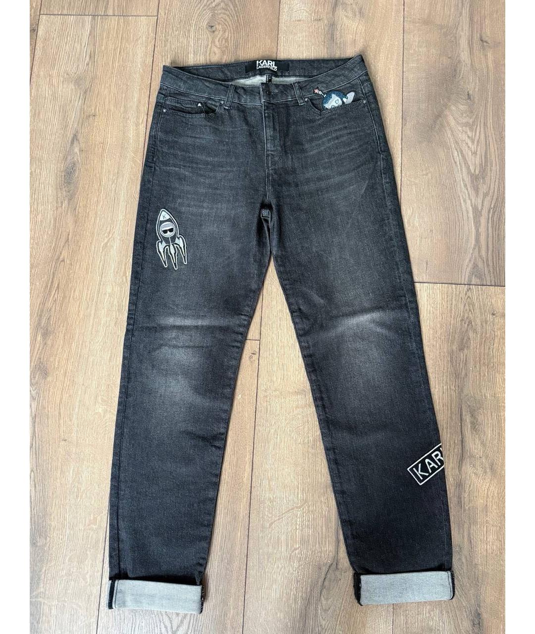 KARL LAGERFELD Антрацитовые хлопковые прямые джинсы, фото 8