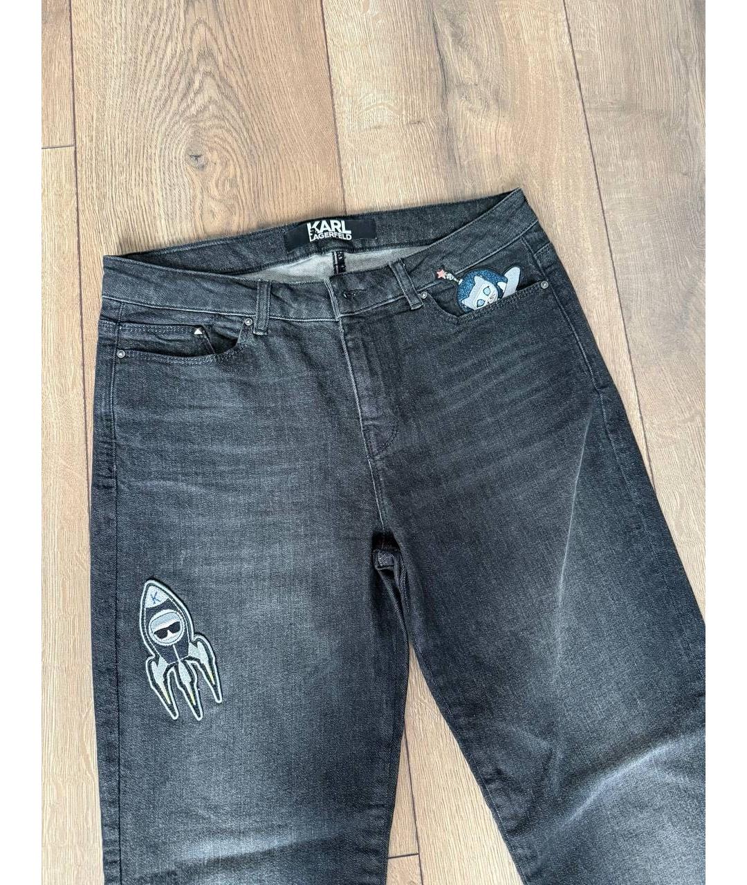 KARL LAGERFELD Антрацитовые хлопковые прямые джинсы, фото 5