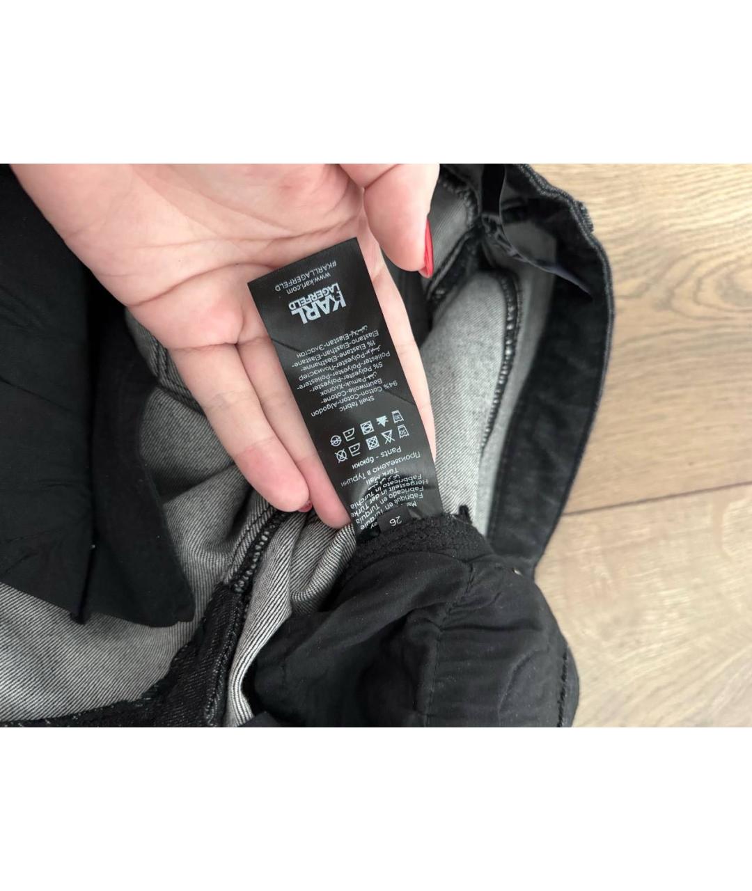 KARL LAGERFELD Антрацитовые хлопковые прямые джинсы, фото 4