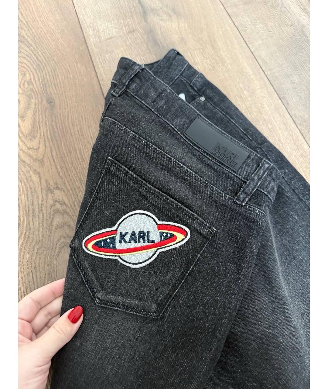 KARL LAGERFELD Антрацитовые хлопковые прямые джинсы, фото 6