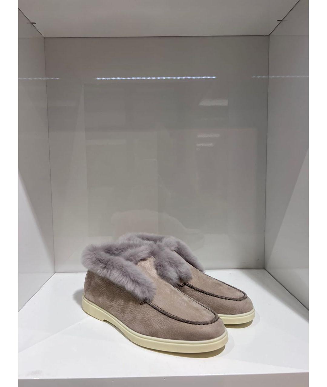 SANTONI Бежевые замшевые лоферы, фото 2