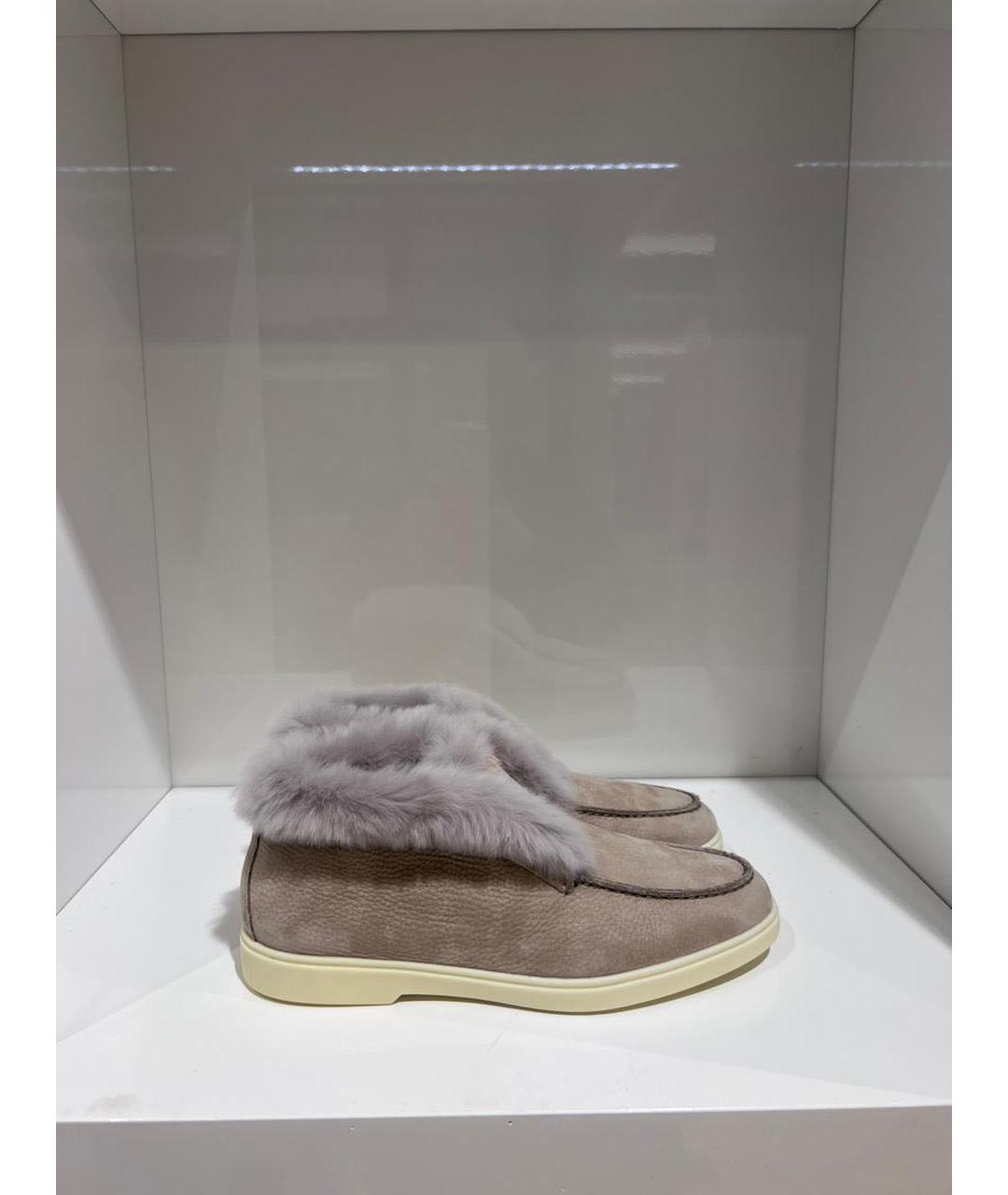 SANTONI Бежевые замшевые лоферы, фото 4