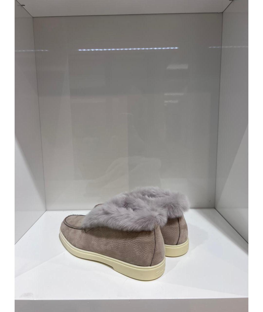 SANTONI Бежевые замшевые лоферы, фото 3