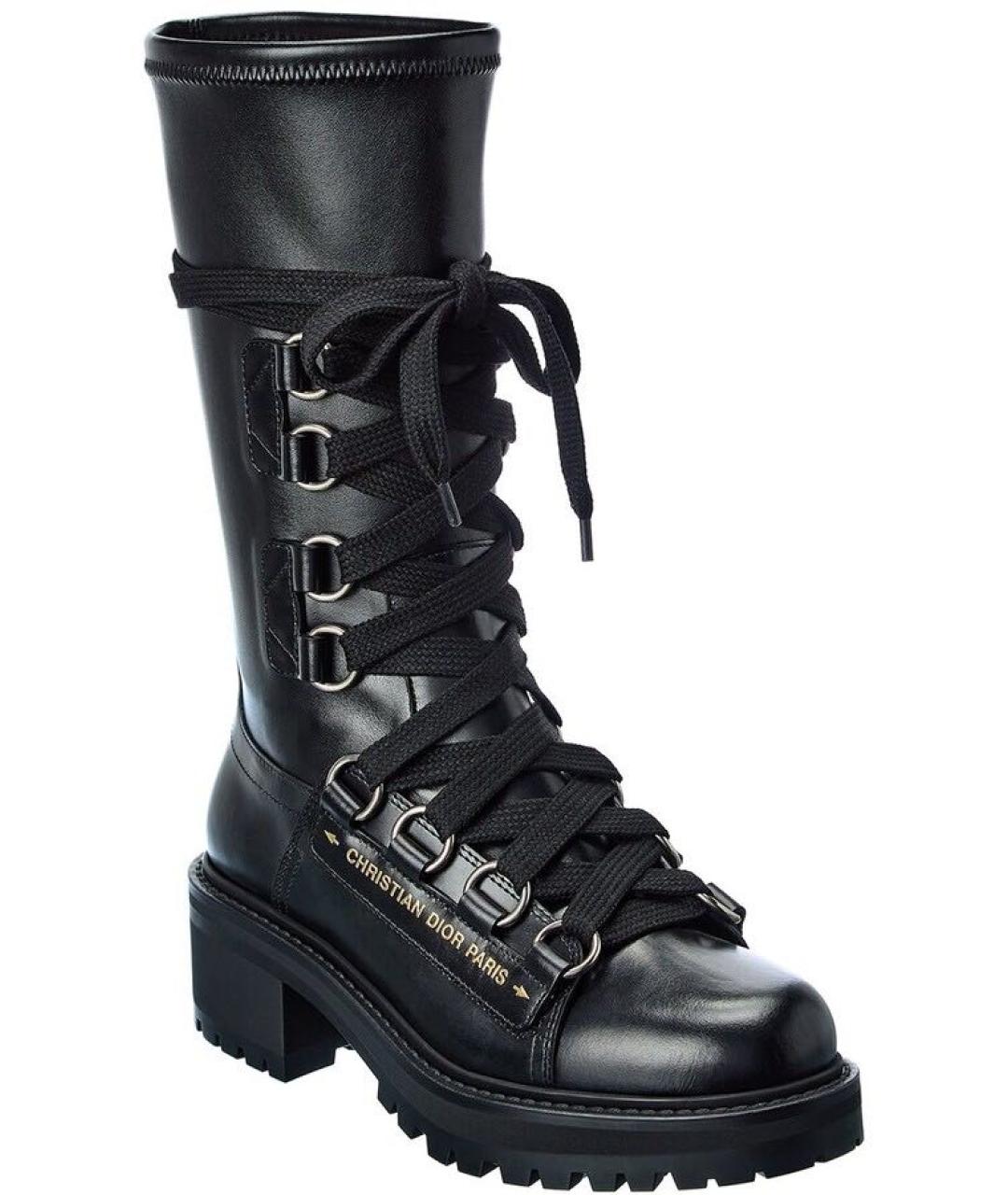 CHRISTIAN DIOR Черные кожаные ботинки, фото 2