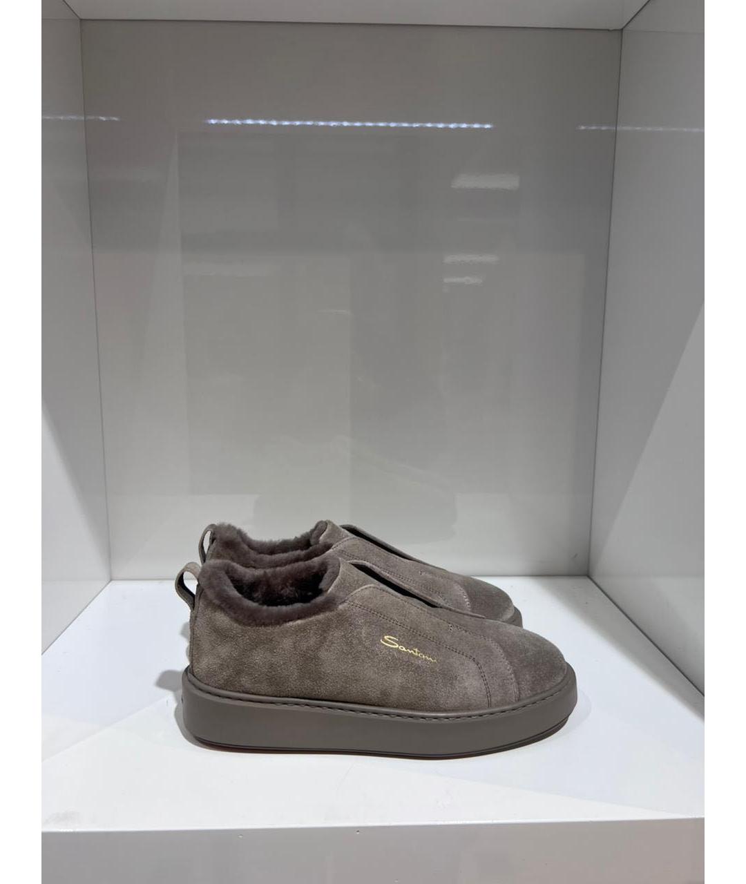 SANTONI Серые замшевые слипоны, фото 4