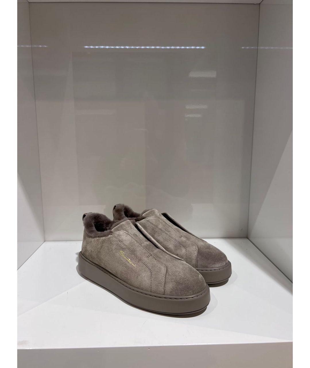 SANTONI Серые замшевые слипоны, фото 2
