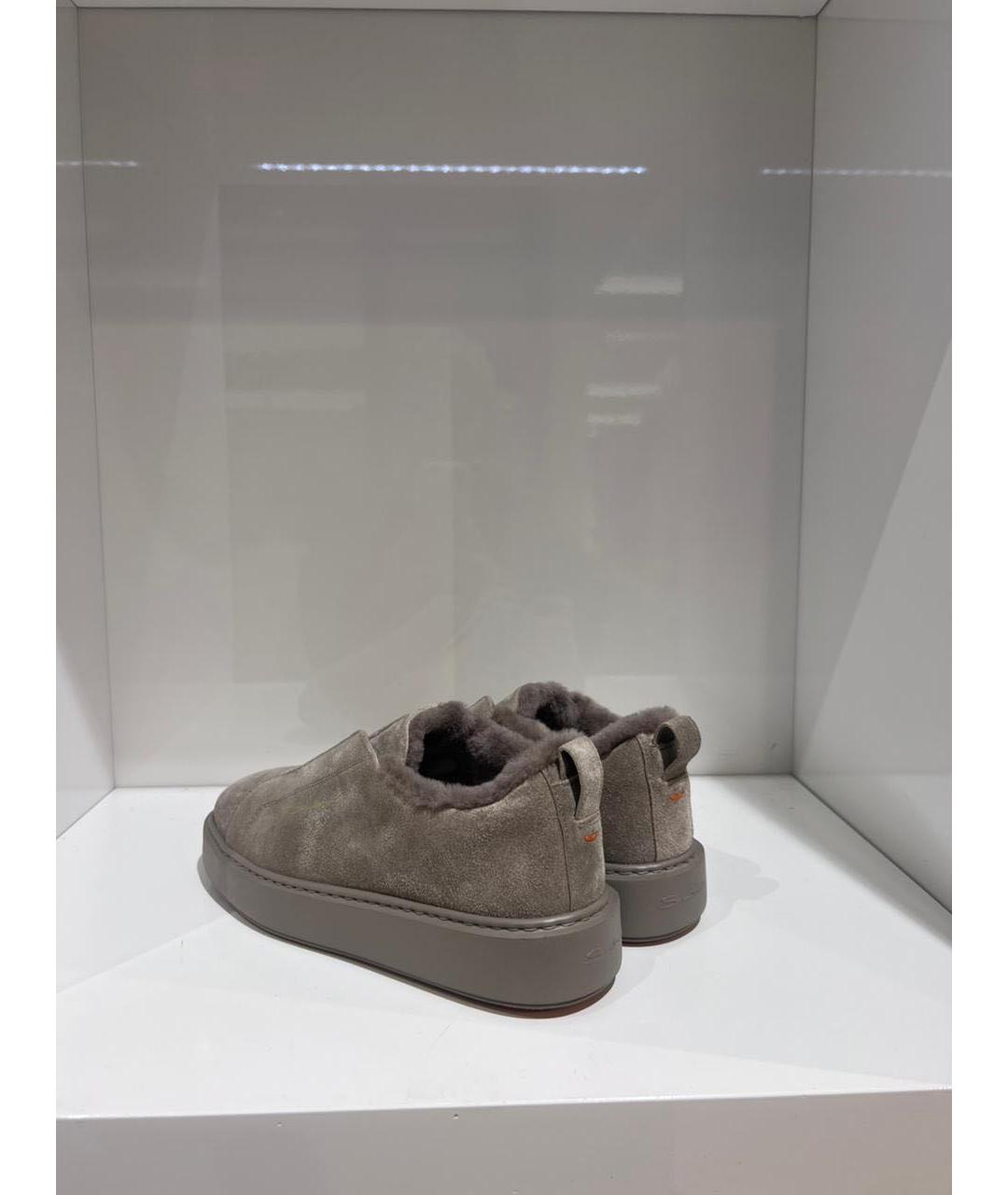 SANTONI Серые замшевые слипоны, фото 3