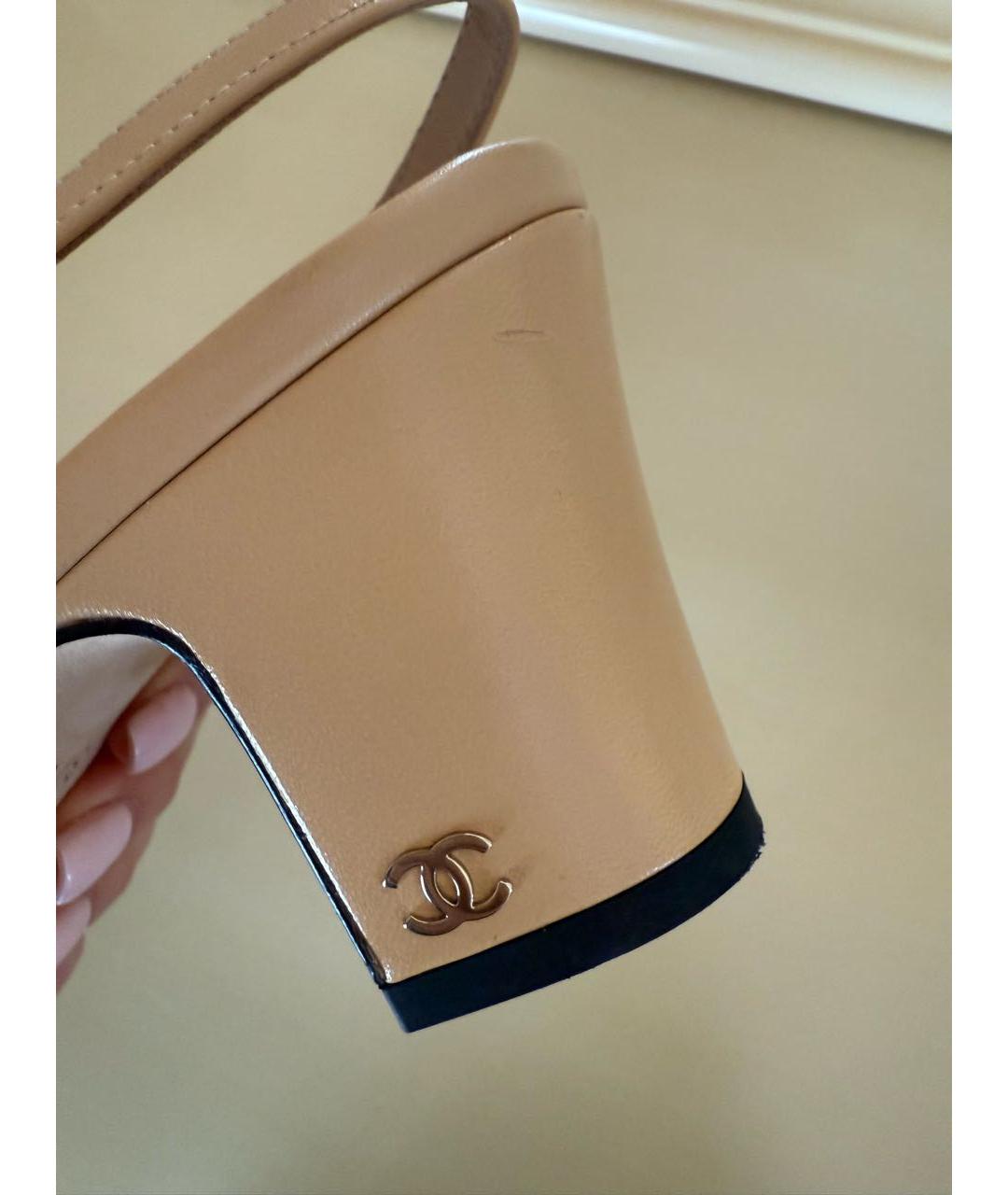 CHANEL Бежевые кожаные туфли, фото 6