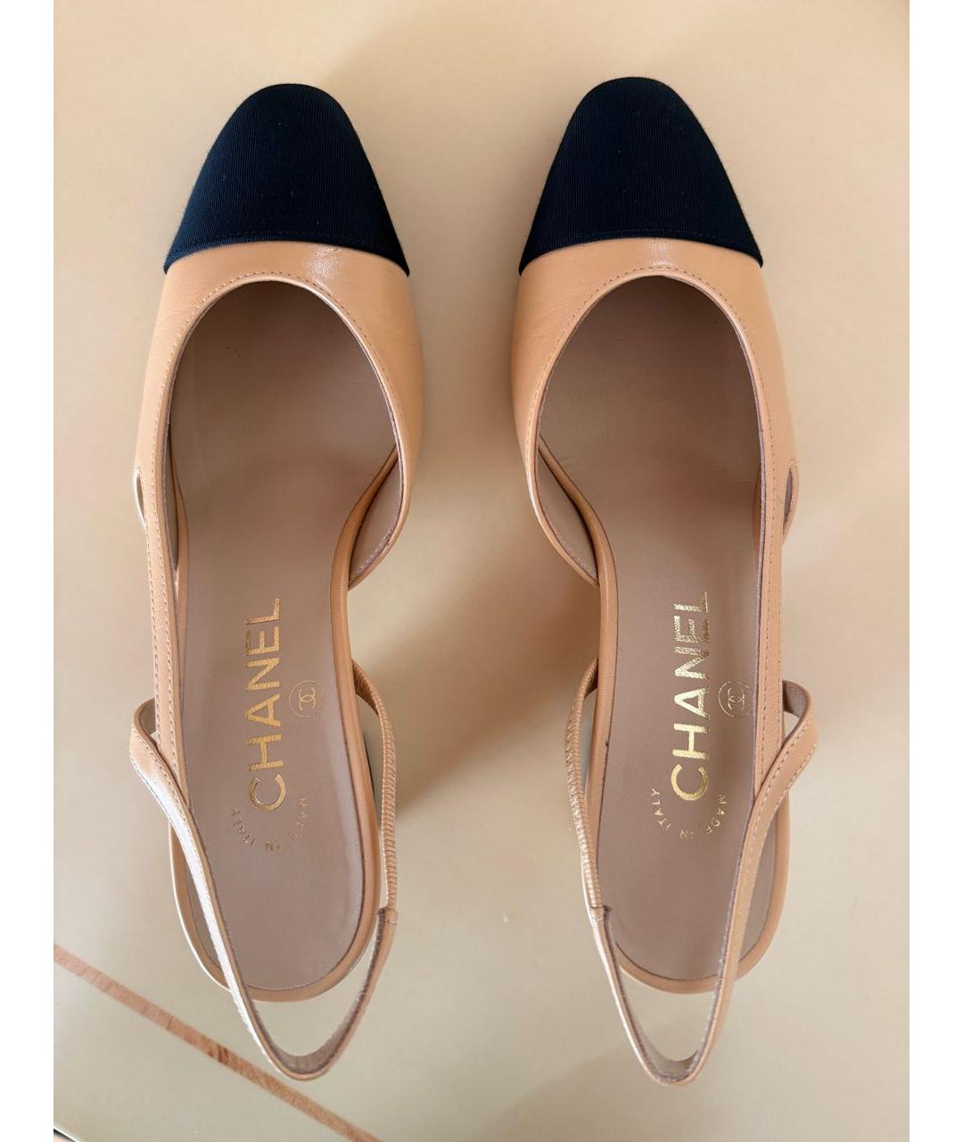 CHANEL Бежевые кожаные туфли, фото 3