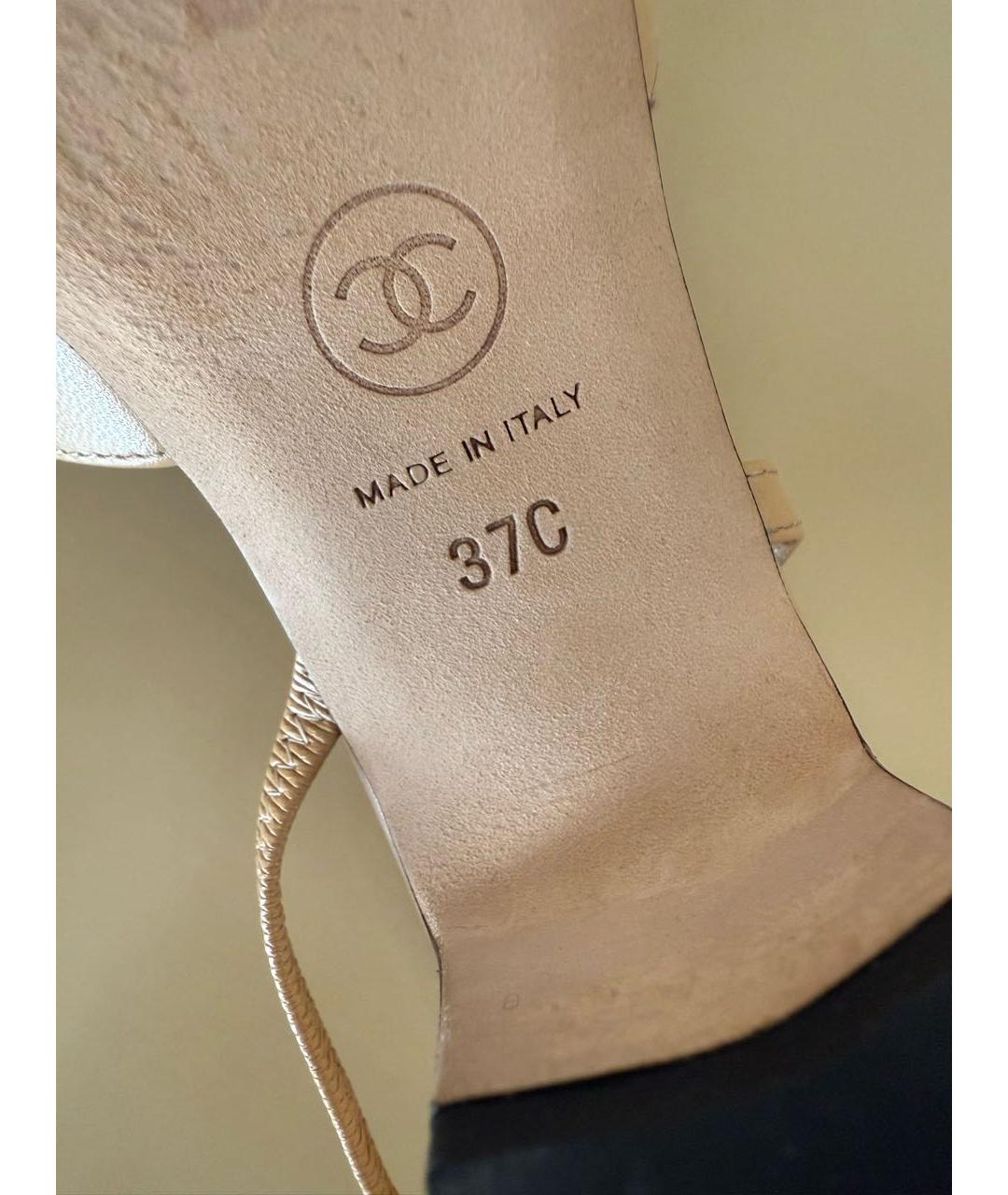 CHANEL Бежевые кожаные туфли, фото 5