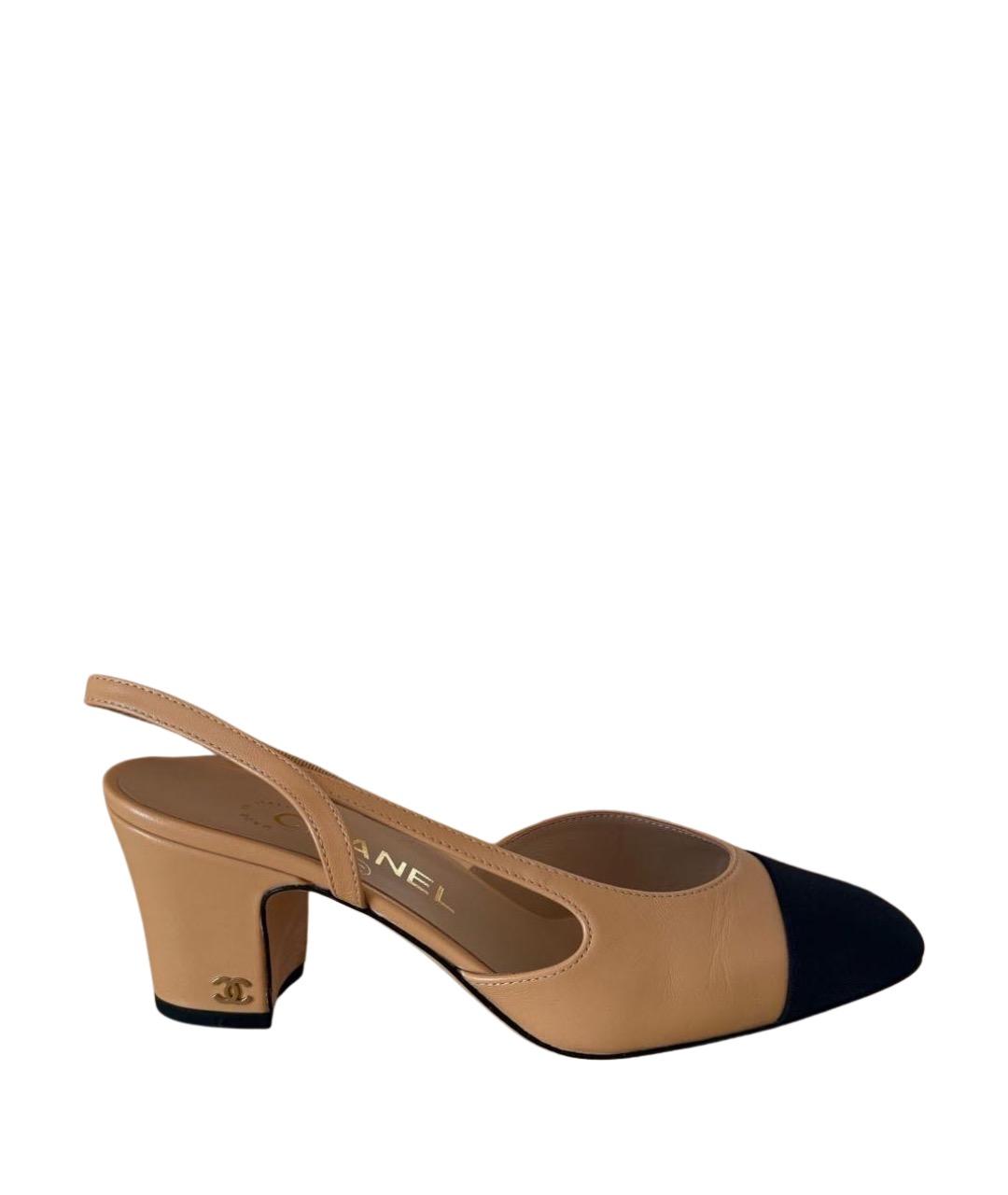 CHANEL Бежевые кожаные туфли, фото 1