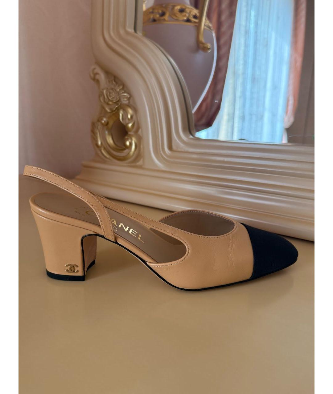 CHANEL Бежевые кожаные туфли, фото 7
