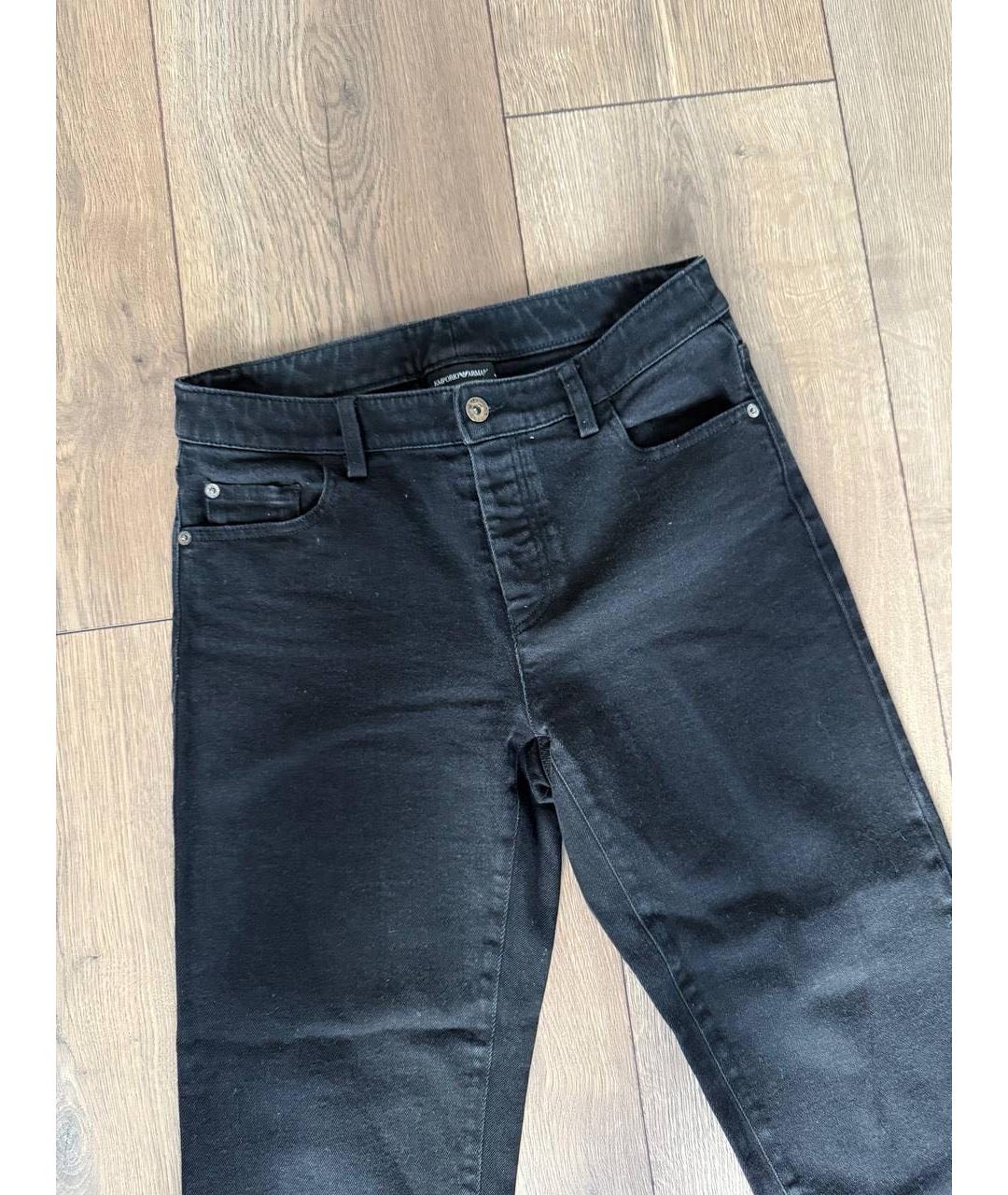 EMPORIO ARMANI Черные хлопковые прямые джинсы, фото 6