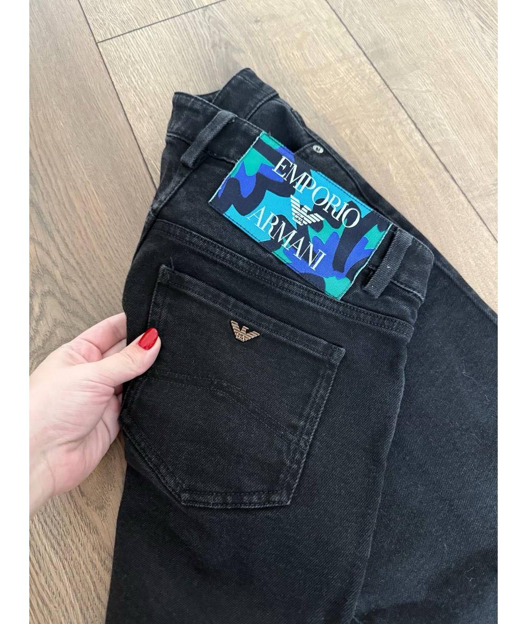 EMPORIO ARMANI Черные хлопковые прямые джинсы, фото 5