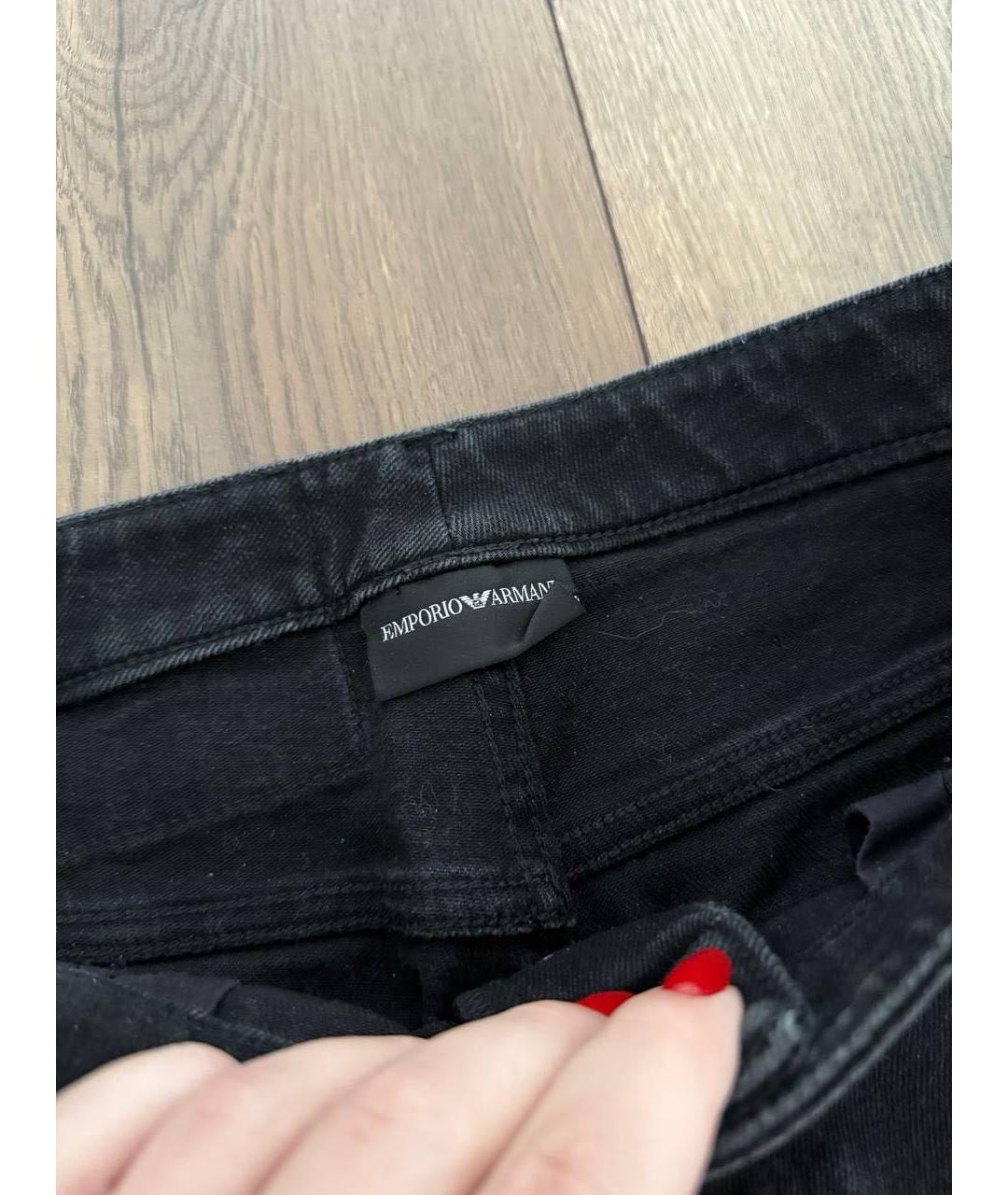 EMPORIO ARMANI Черные хлопковые прямые джинсы, фото 3