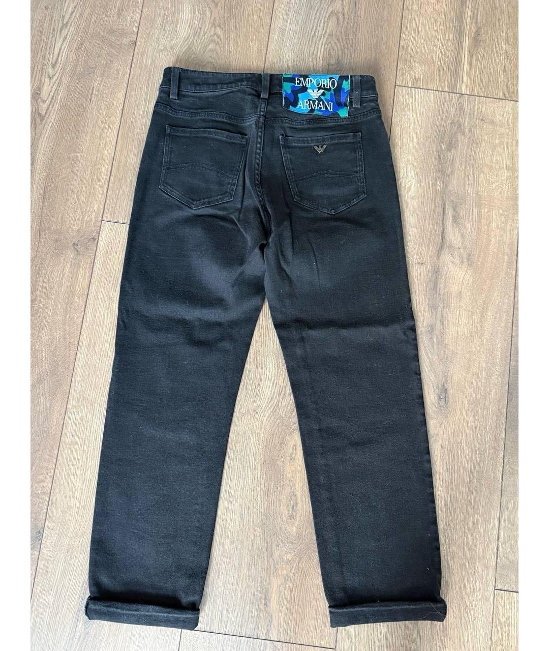 EMPORIO ARMANI Черные хлопковые прямые джинсы, фото 2