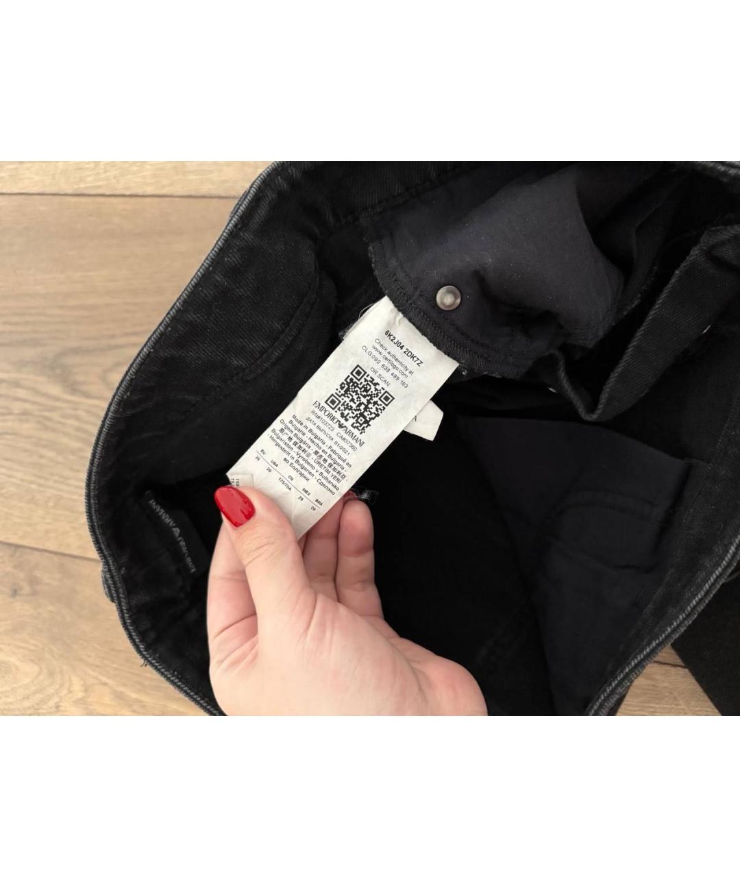 EMPORIO ARMANI Черные хлопковые прямые джинсы, фото 4