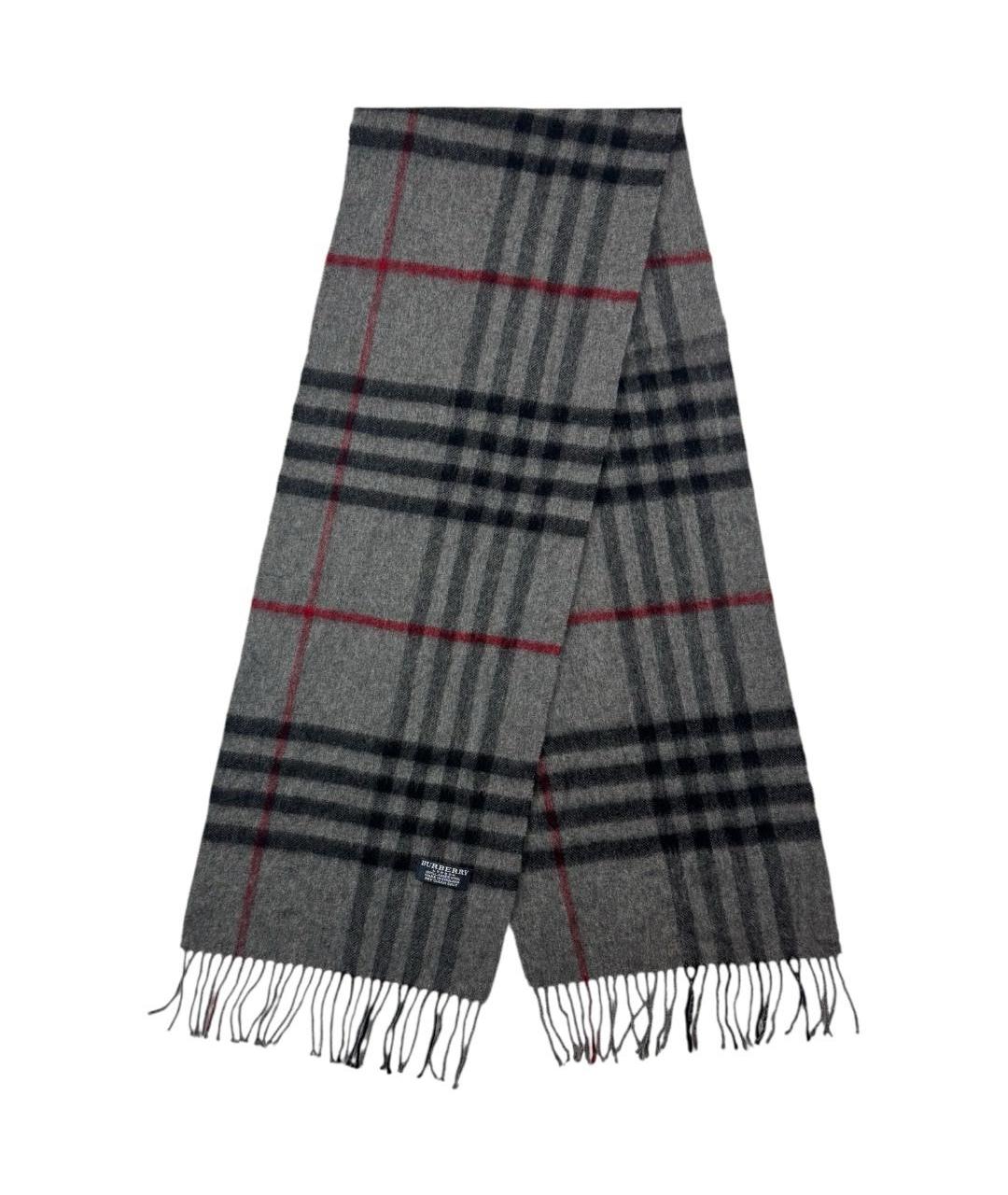 BURBERRY Серый шерстяной шарф, фото 1