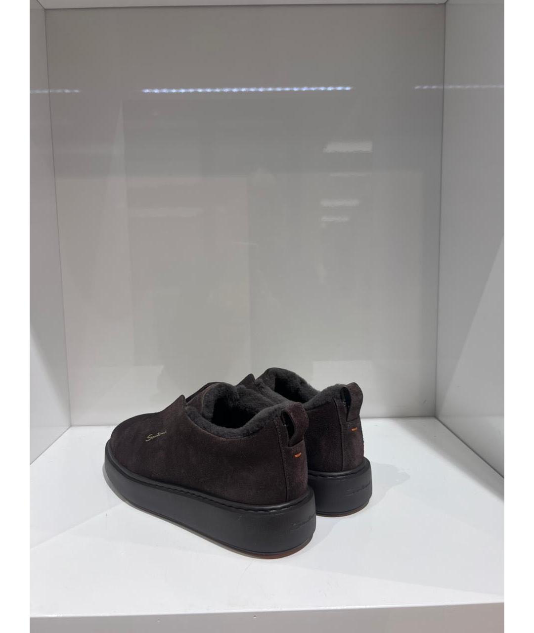 SANTONI Коричневые замшевые слипоны, фото 3