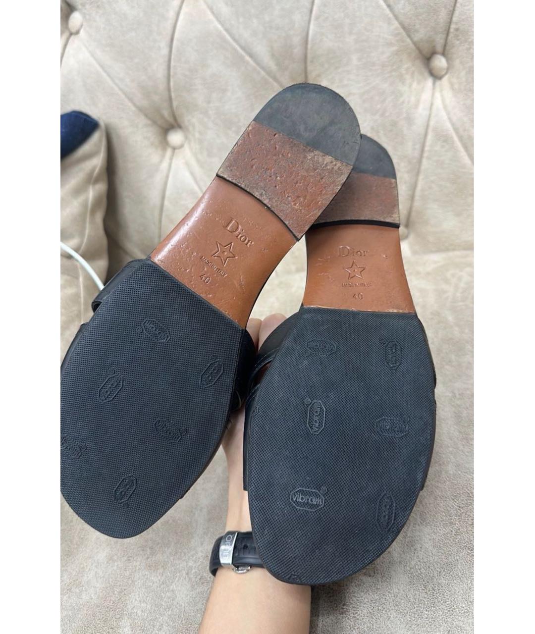 CHRISTIAN DIOR Черные кожаные шлепанцы, фото 3