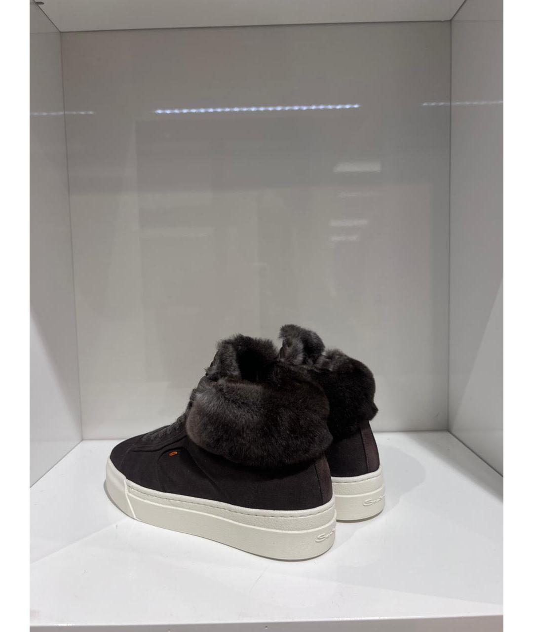 SANTONI Коричневые замшевые кеды, фото 3