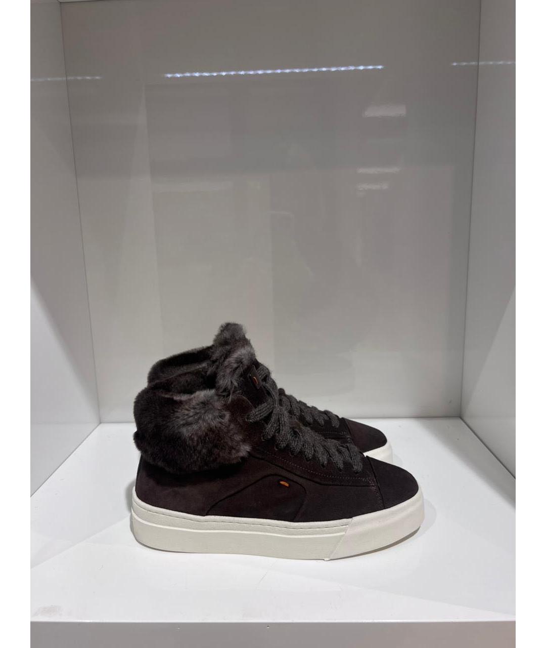 SANTONI Коричневые замшевые кеды, фото 4