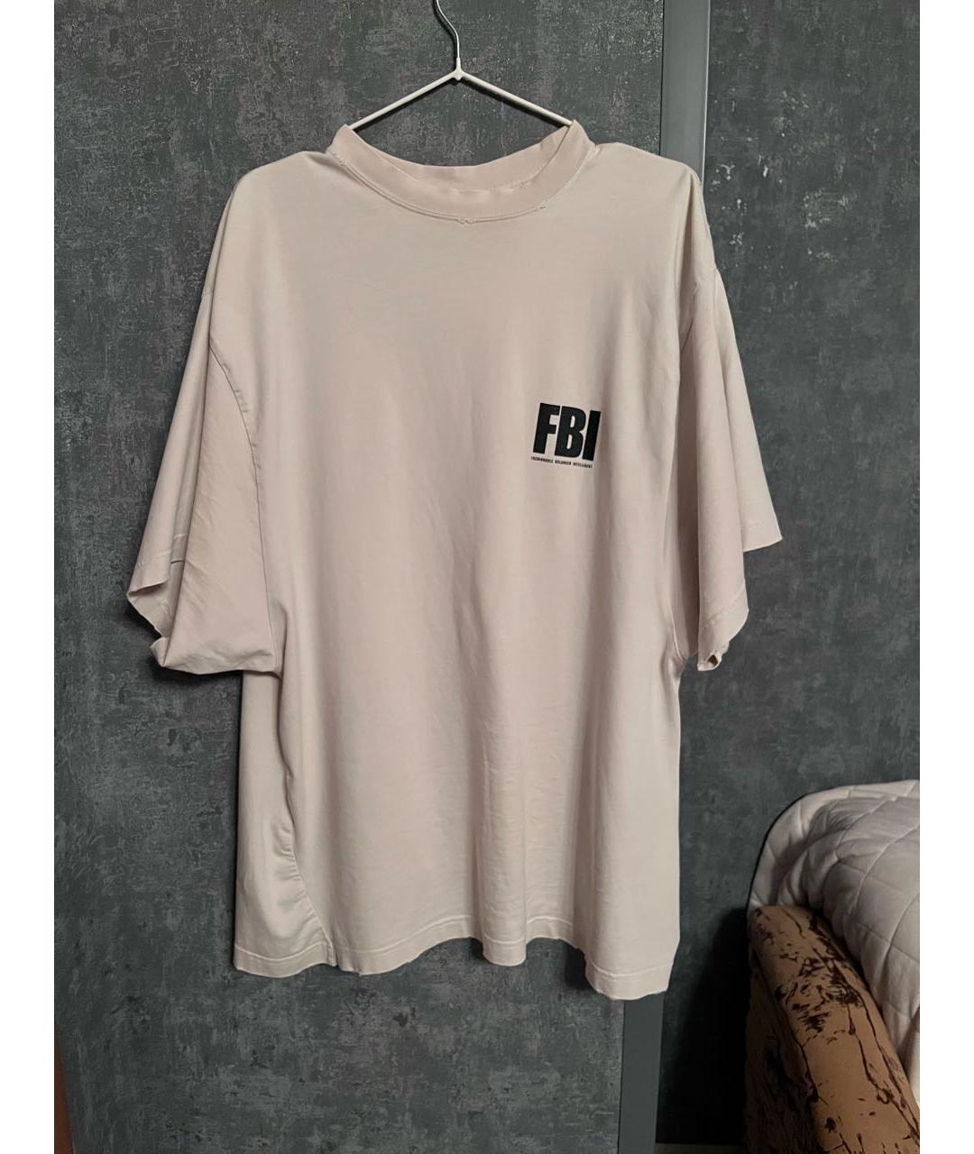 BALENCIAGA Бежевая хлопковая футболка, фото 3