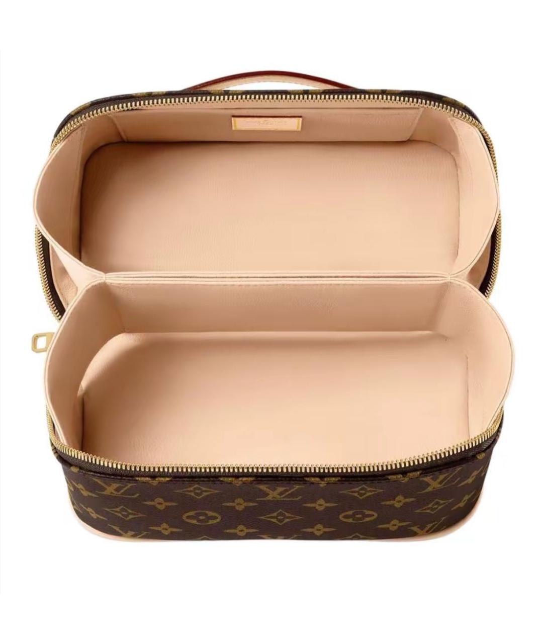 LOUIS VUITTON Коричневая кожаная косметичка, фото 3