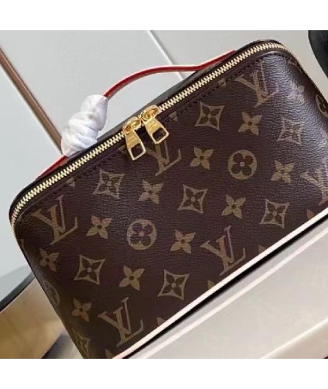 LOUIS VUITTON Коричневая кожаная косметичка, фото 2