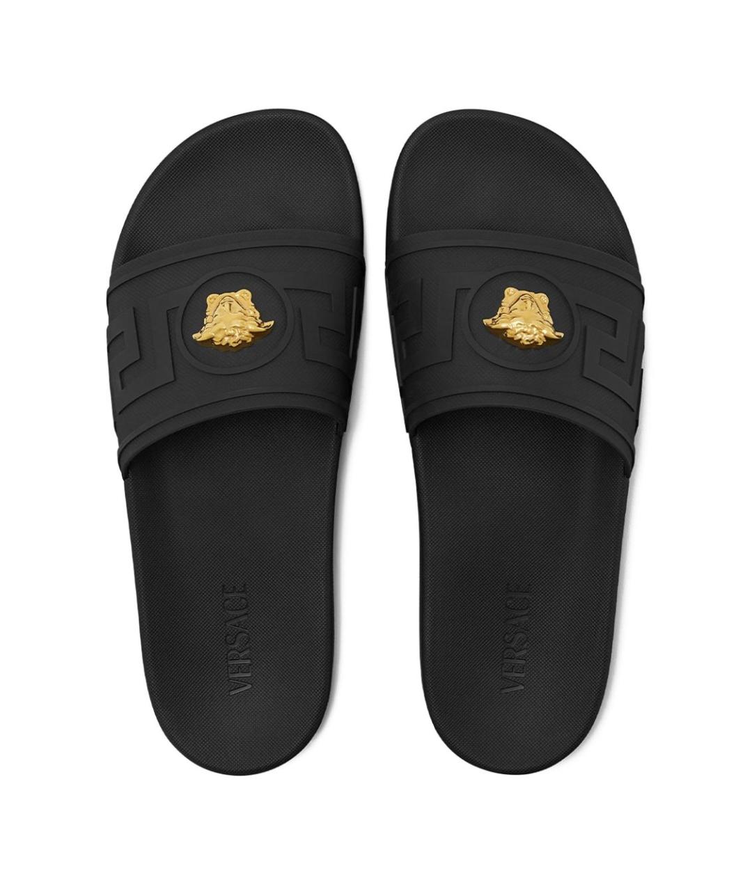 VERSACE Черные синтетические шлепанцы, фото 2
