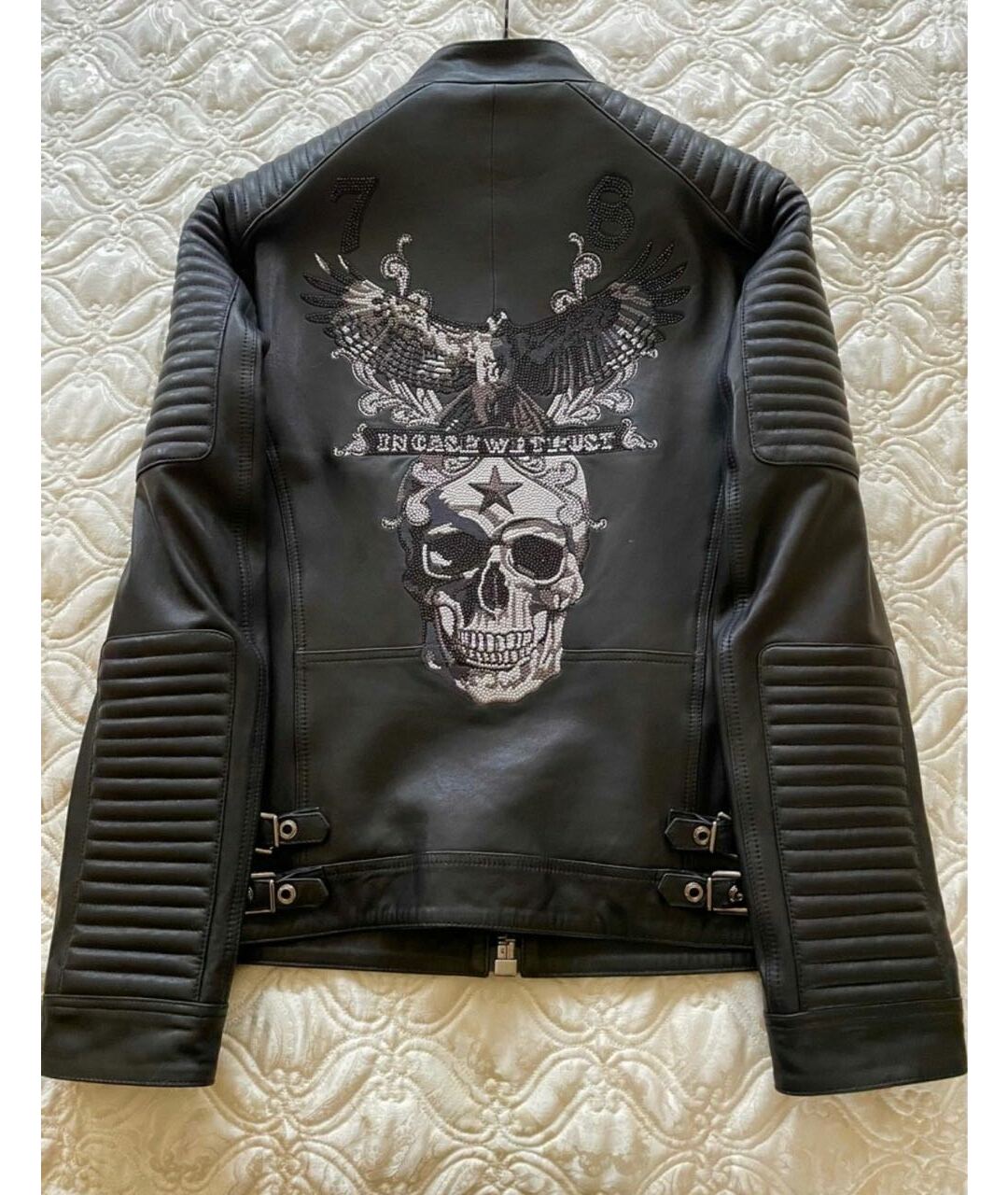 PHILIPP PLEIN Черная кожаная куртка, фото 2