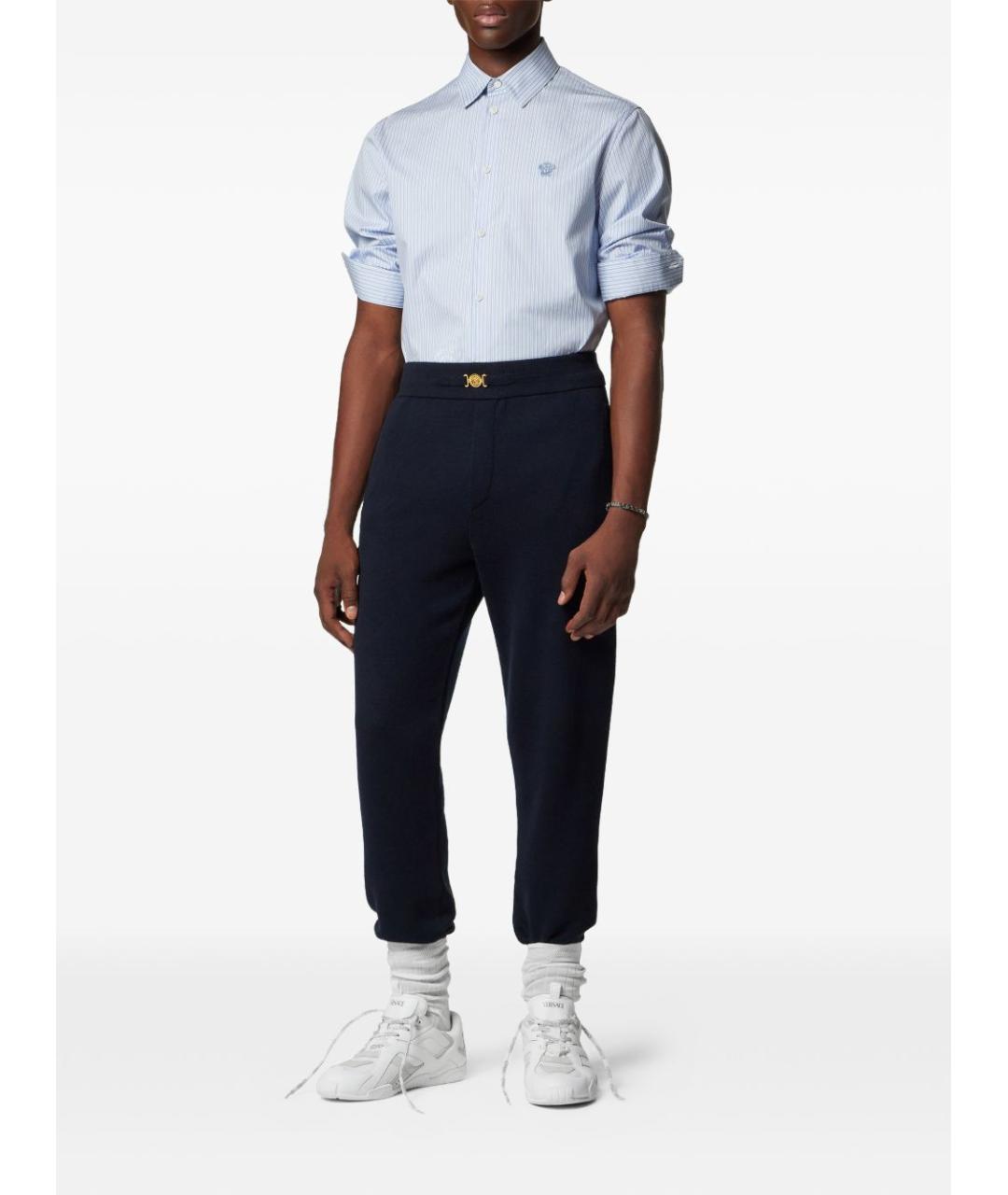 VERSACE Голубая хлопковая кэжуал рубашка, фото 4