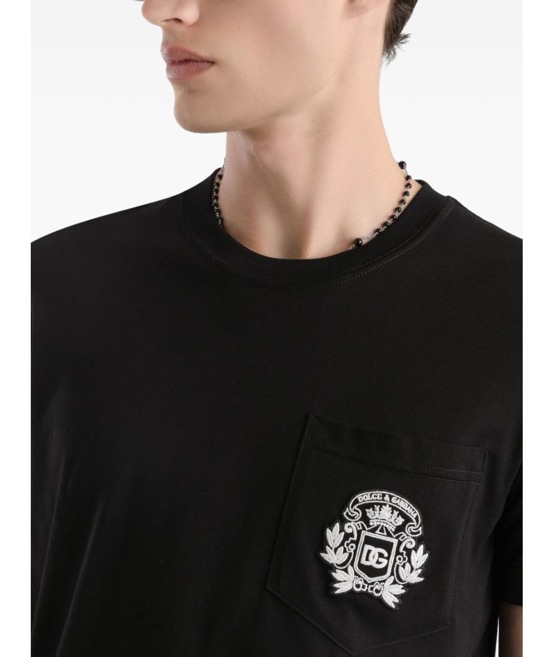 DOLCE&GABBANA Черная хлопковая футболка, фото 2