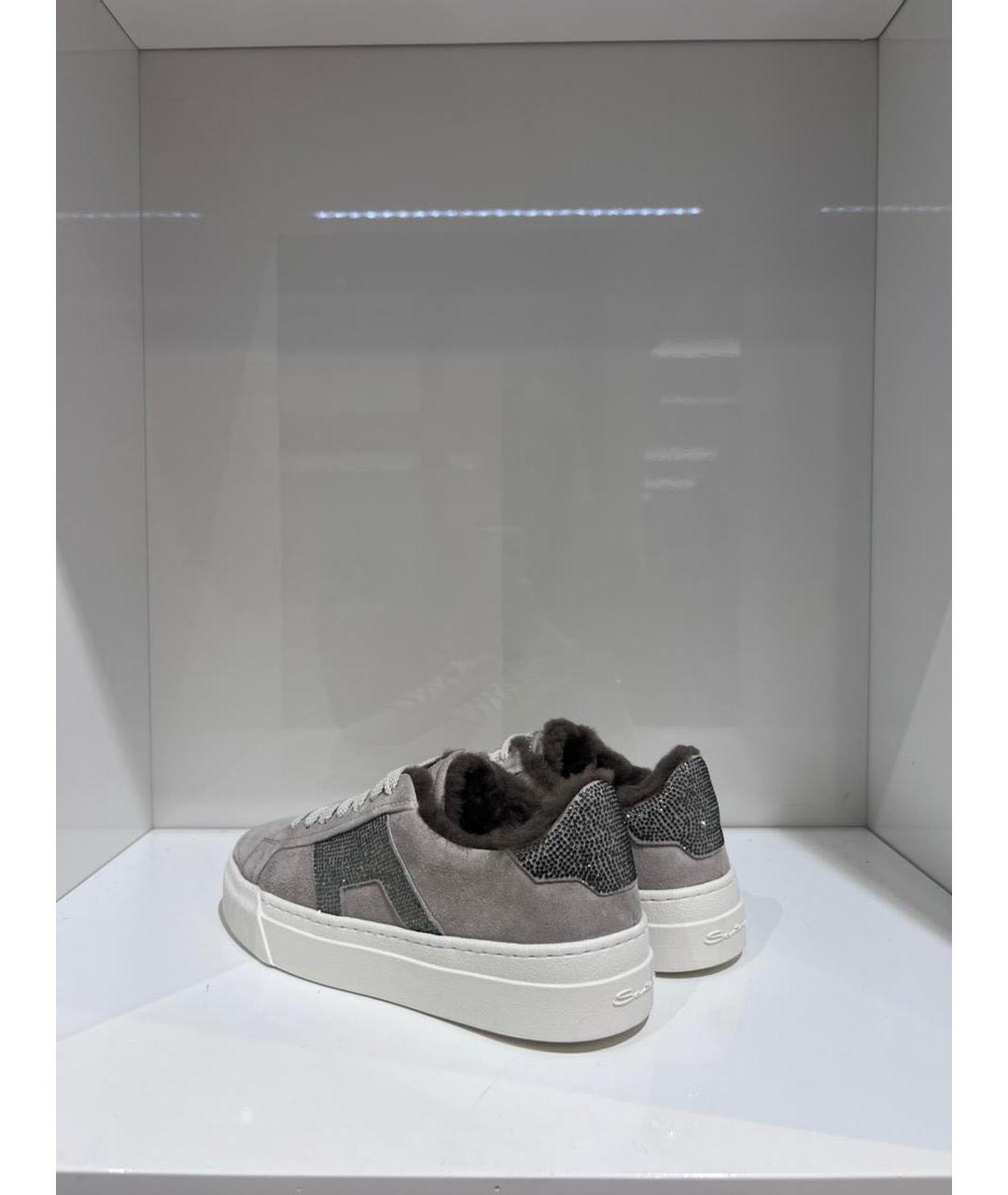 SANTONI Серые замшевые кеды, фото 3