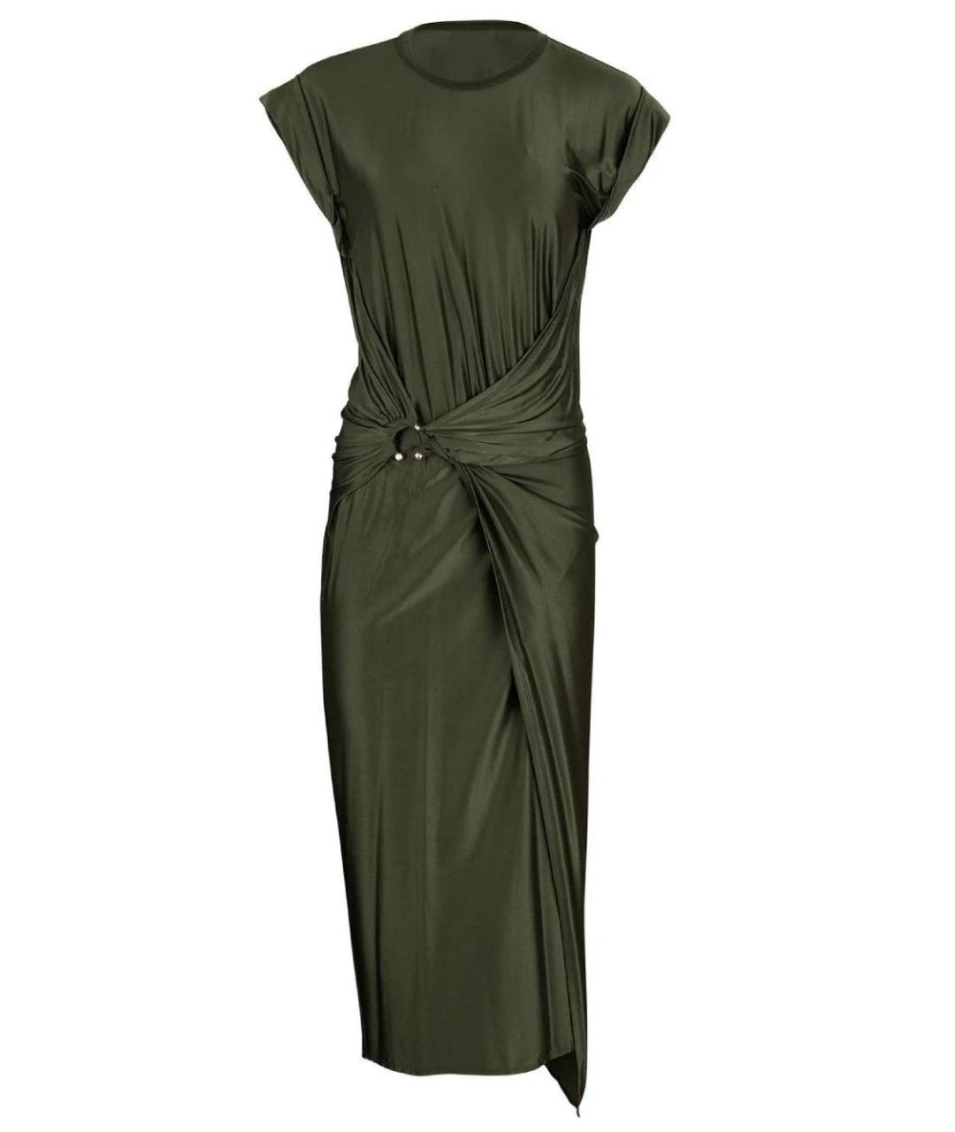 PACO RABANNE Хаки вискозное вечернее платье, фото 1