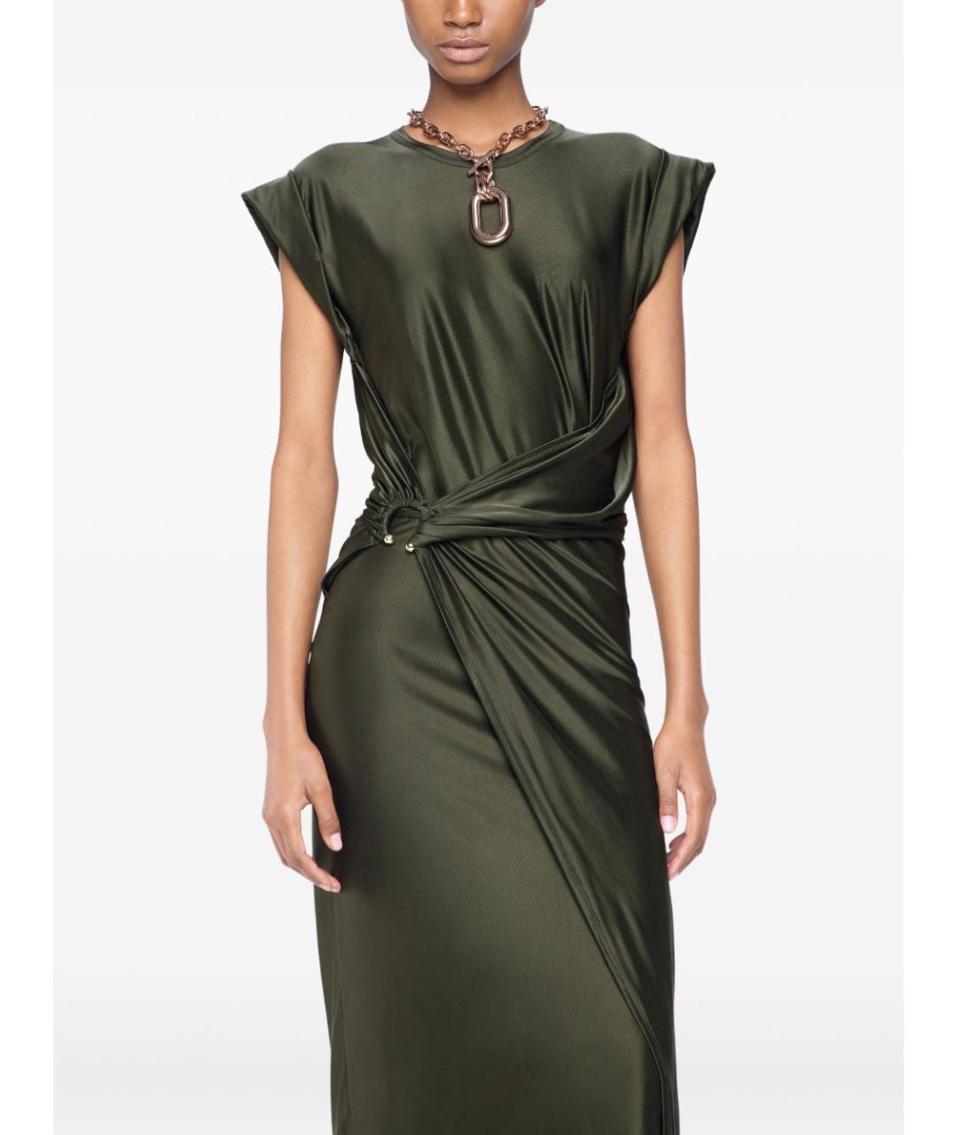 PACO RABANNE Хаки вискозное вечернее платье, фото 5