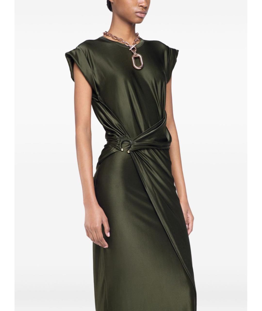 PACO RABANNE Хаки вискозное вечернее платье, фото 2