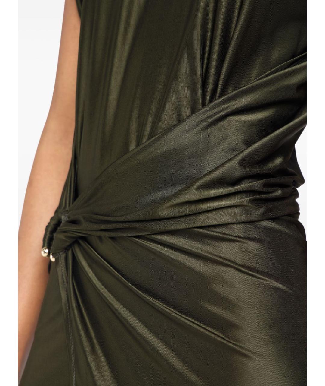 PACO RABANNE Хаки вискозное вечернее платье, фото 3